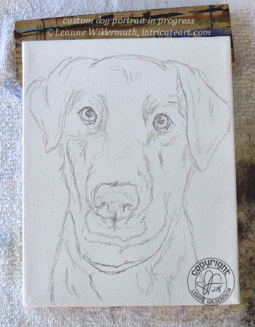 dog portrait sketch black lab painting original custom art leanne wildermuth