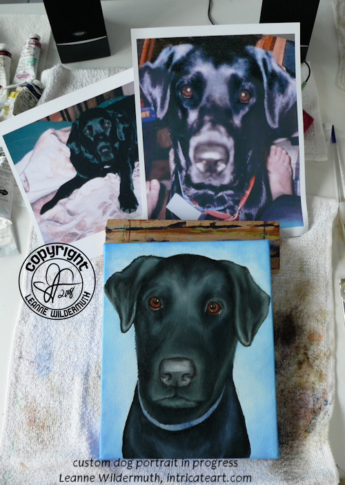 black lab dog portrait custom art leanne wildermuth