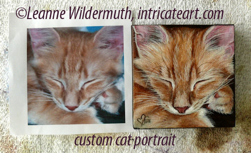 custom cat painting portrait orange tabby kitty leanne wildermuth