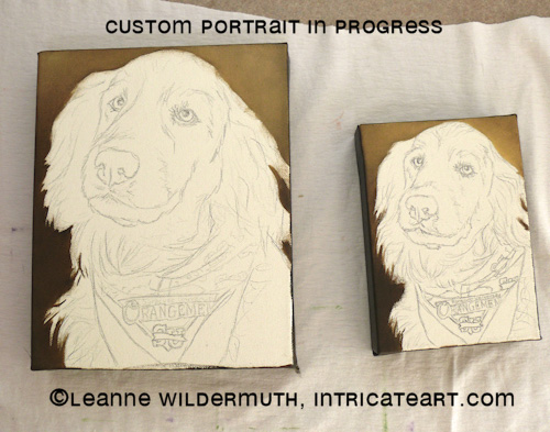 custom dog portrait golden retriever oil painting progress leanne wildermuth