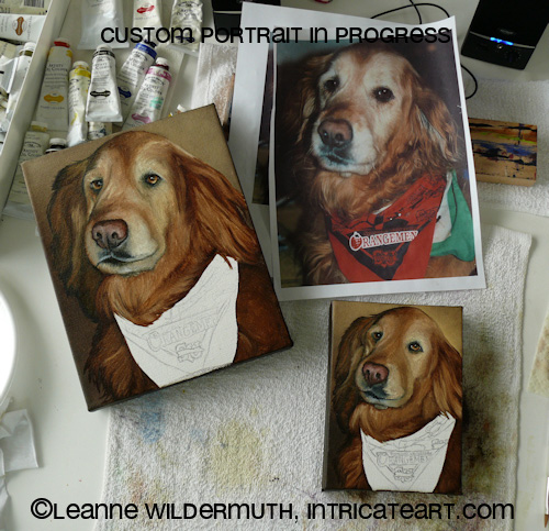 Custom dog painting in progress