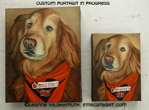 golden retriever dog portrait custom art oil leanne wildermuth