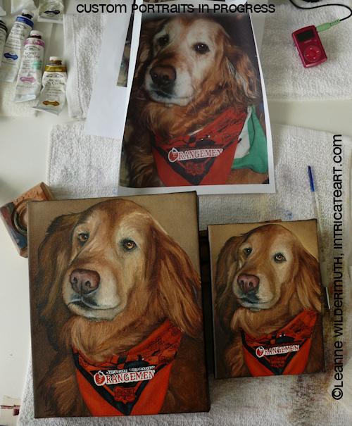 golden retriever painting dog oil portrait art leanne wildermuth